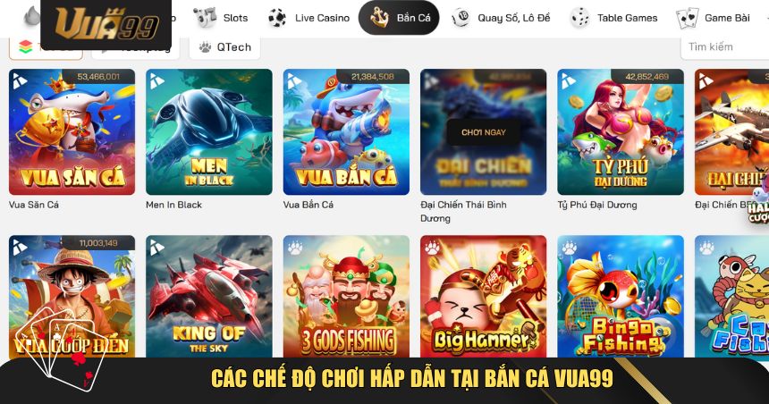 Bắn Cá VUA99 tích hợp nhiều chế độ chơi khác nhau