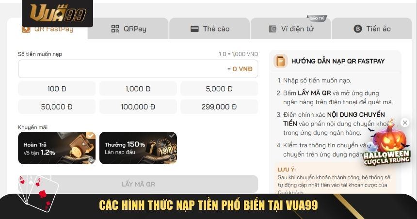 Cách Nạp Tiền VUA99 – Hướng Dẫn Chi Tiết, Nhanh Gọn Và An Toàn Tuyệt Đối 1 Các hình thức nạp tiền phổ biến tại VUA99